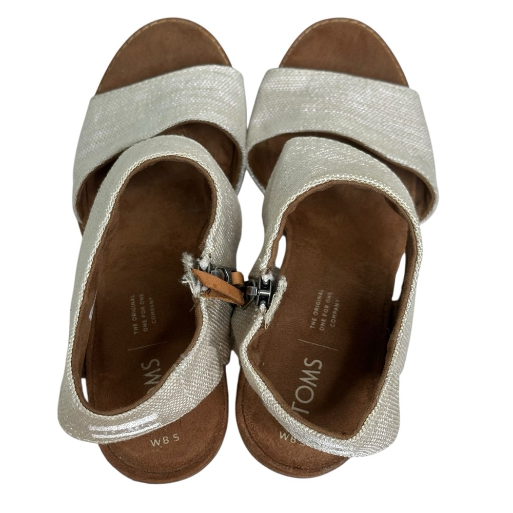 TOMS Women's Cream Wedge Sandals Size 8.5 - Picture 3 of 9